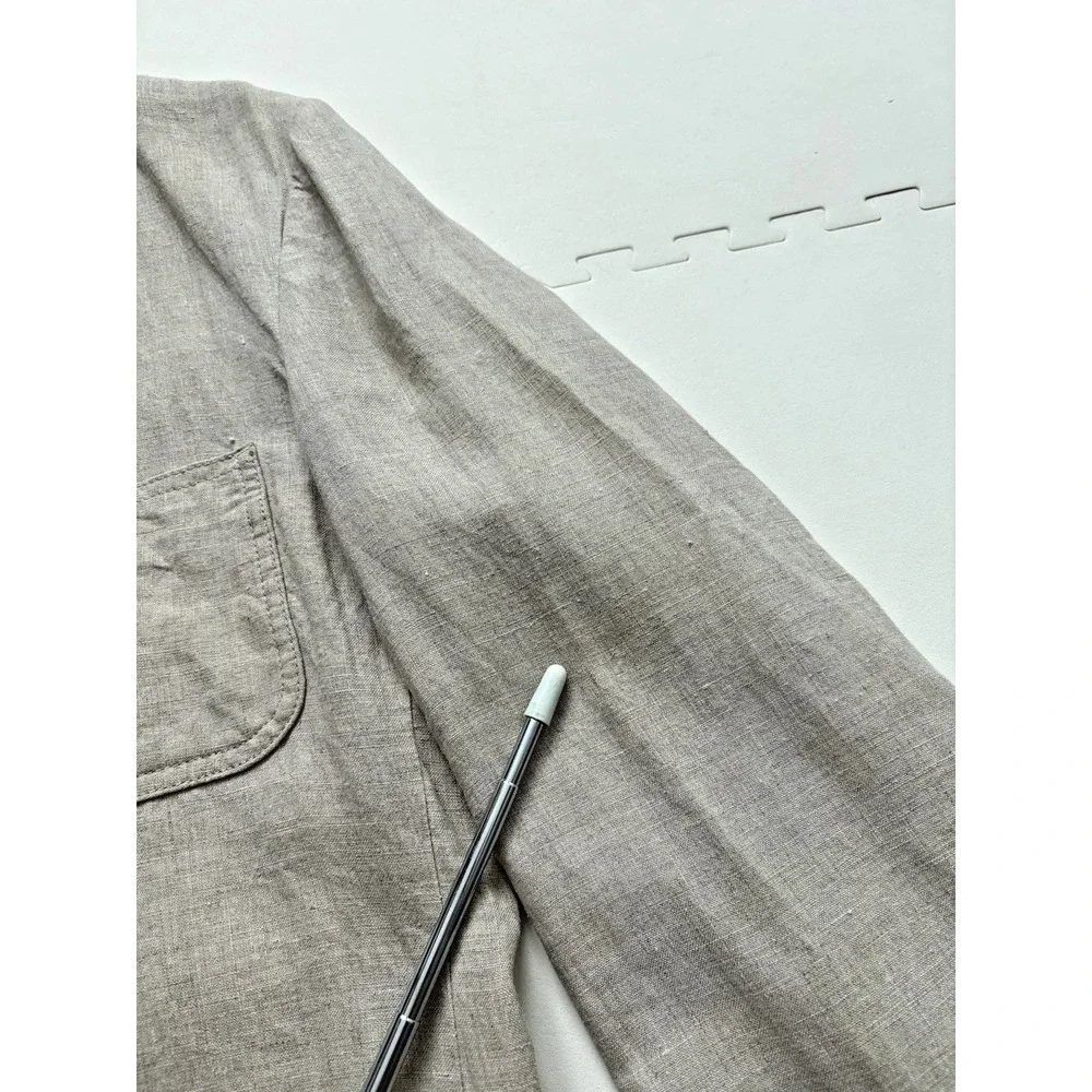 MUJI Men Blazer 100% Linen Jacket Unstructured Pockets Lightweight Coastal -Sz S